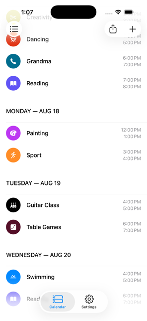List view in Weeka